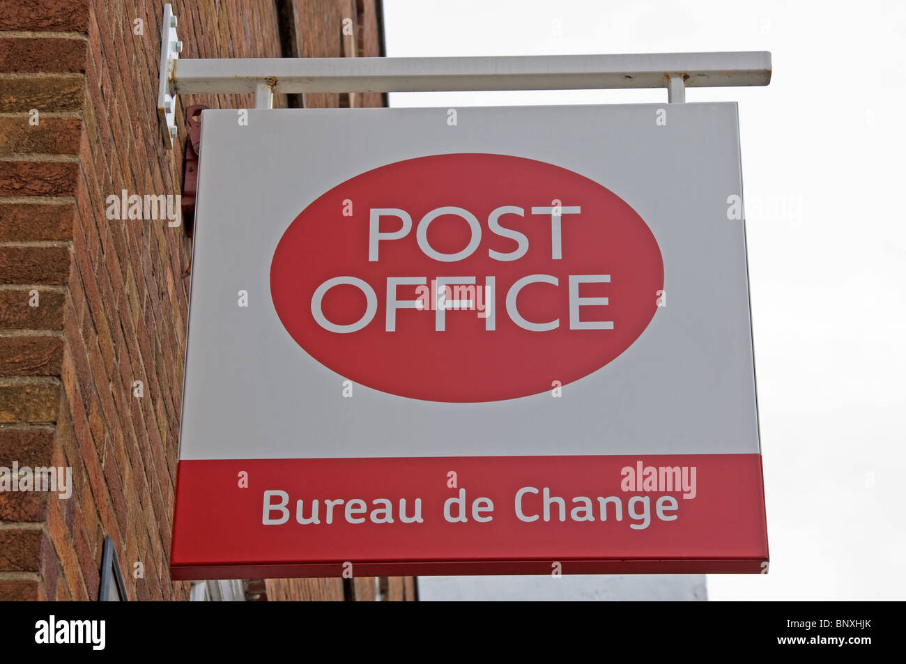 Post Office and Bureau de Change sign Stock Photo