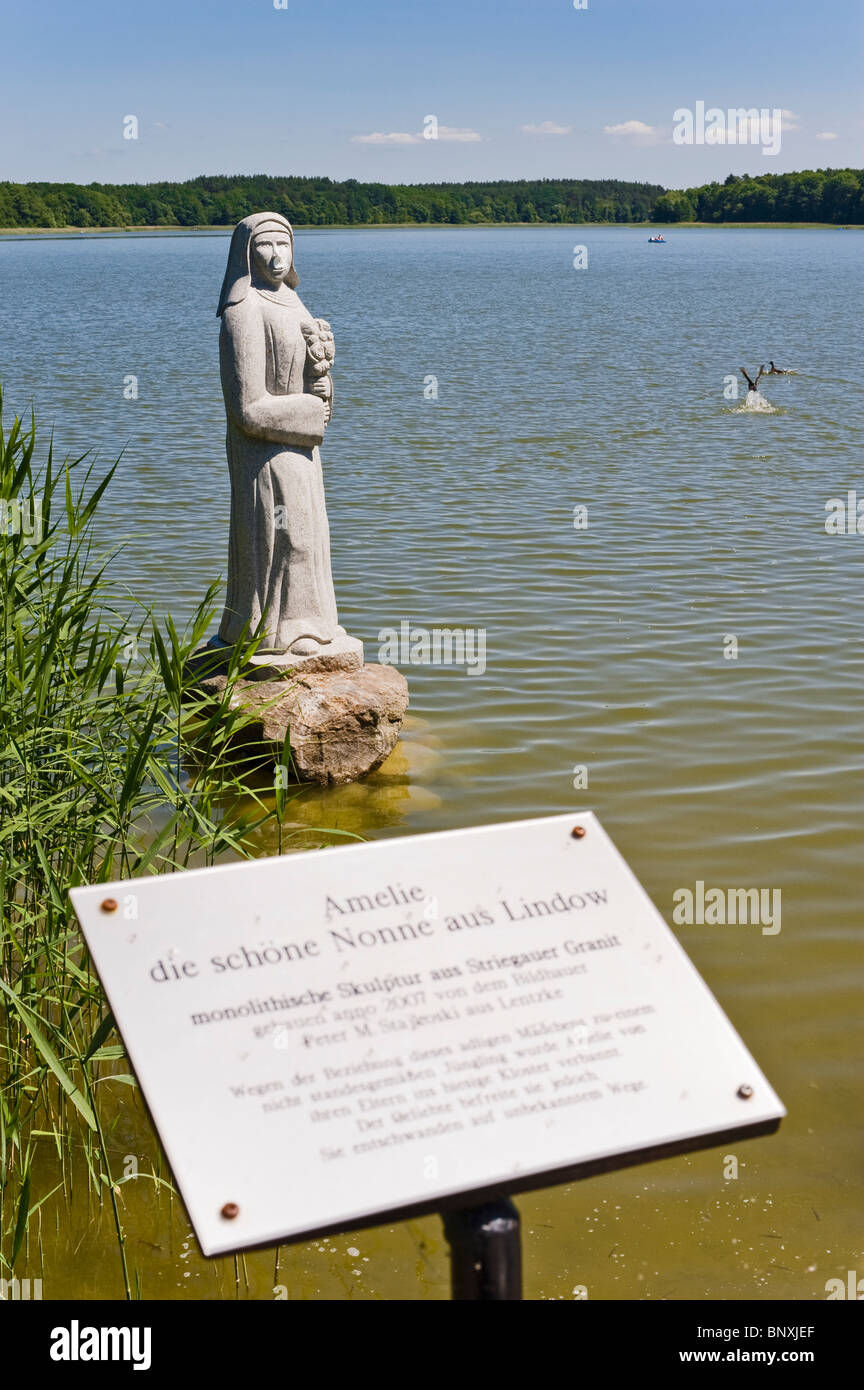 Amelie, the beautiful nun of Lindow, sculpture after a legendary figure, Lindow Mark, Brandenburg, Germany Stock Photo