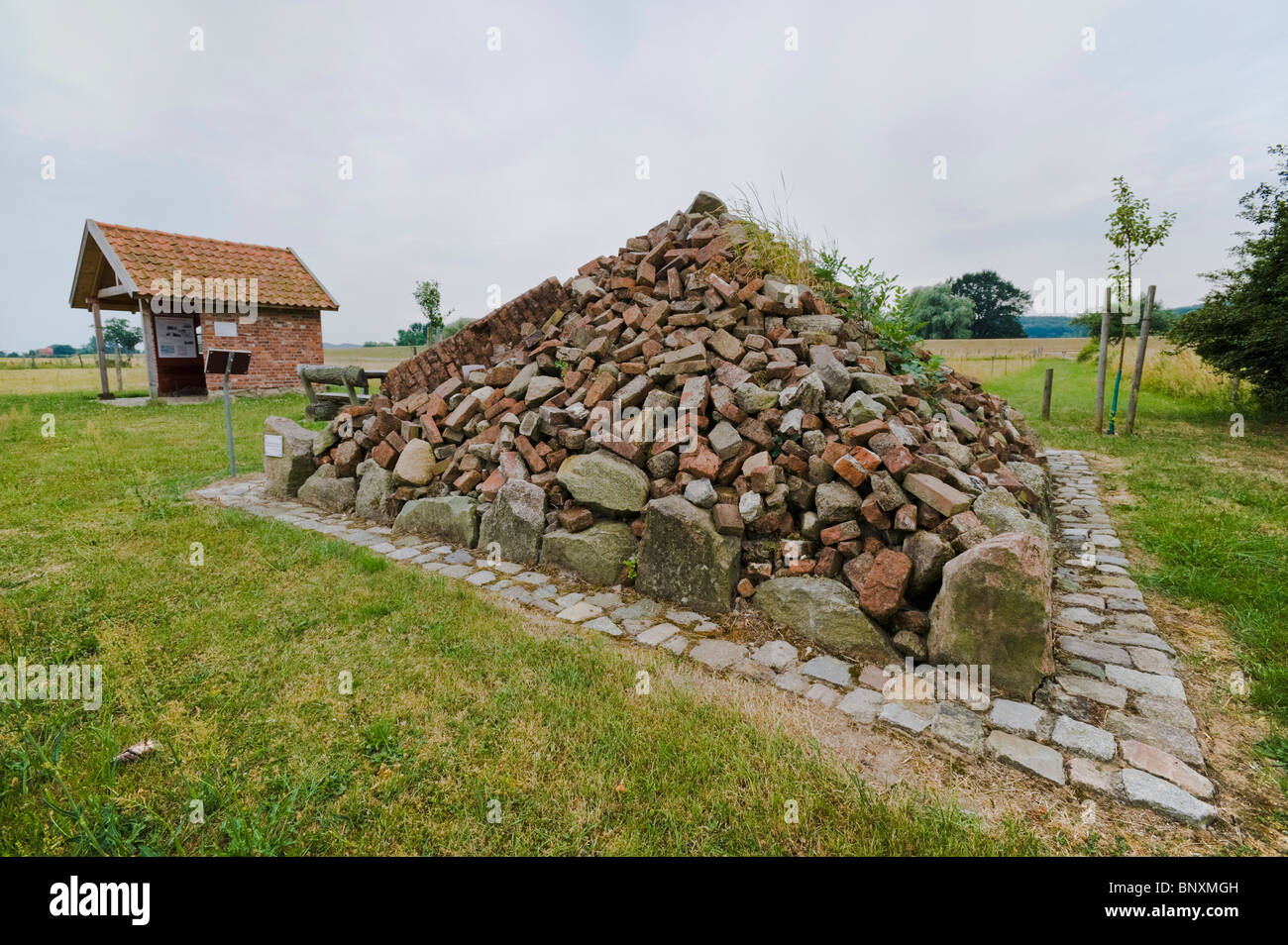 Denkpyramide or thinking pyramide, memorial for the forced relocations of the 'Operation Vermin' in 1952, Vockfey, Germany Stock Photo