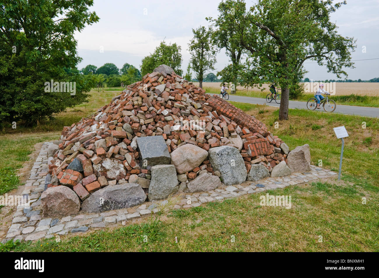 Denkpyramide or thinking pyramide, memorial for the forced relocations of the 'Operation Vermin' in 1952, Vockfey, Germany Stock Photo