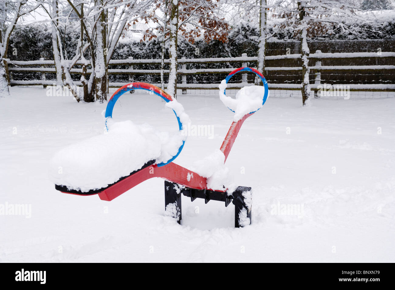 A village children’s playground under a blanket of snow. Wrington ...