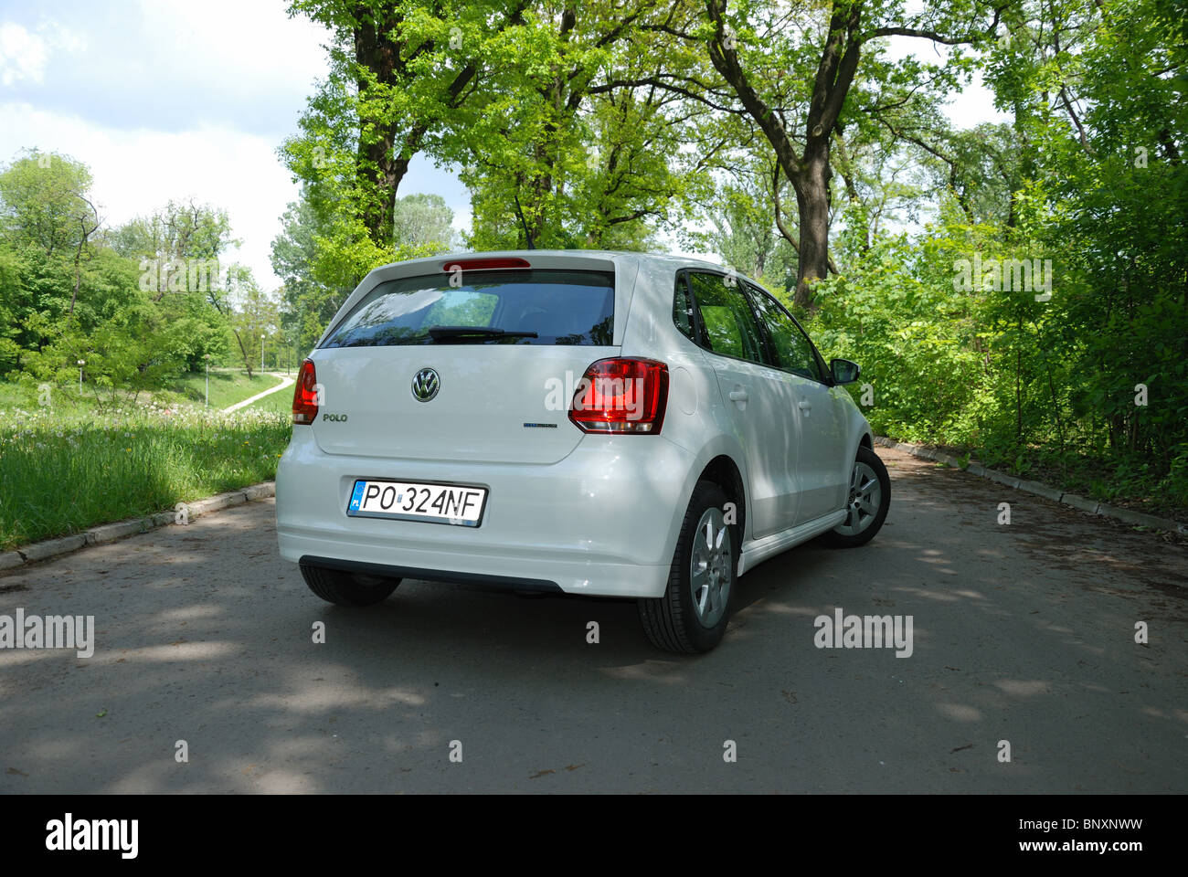 Volkswagen Polo 1.2 TDI BlueMotion - MY 2010 - white - German popular  subcompact car, segment B - across the street Stock Photo - Alamy