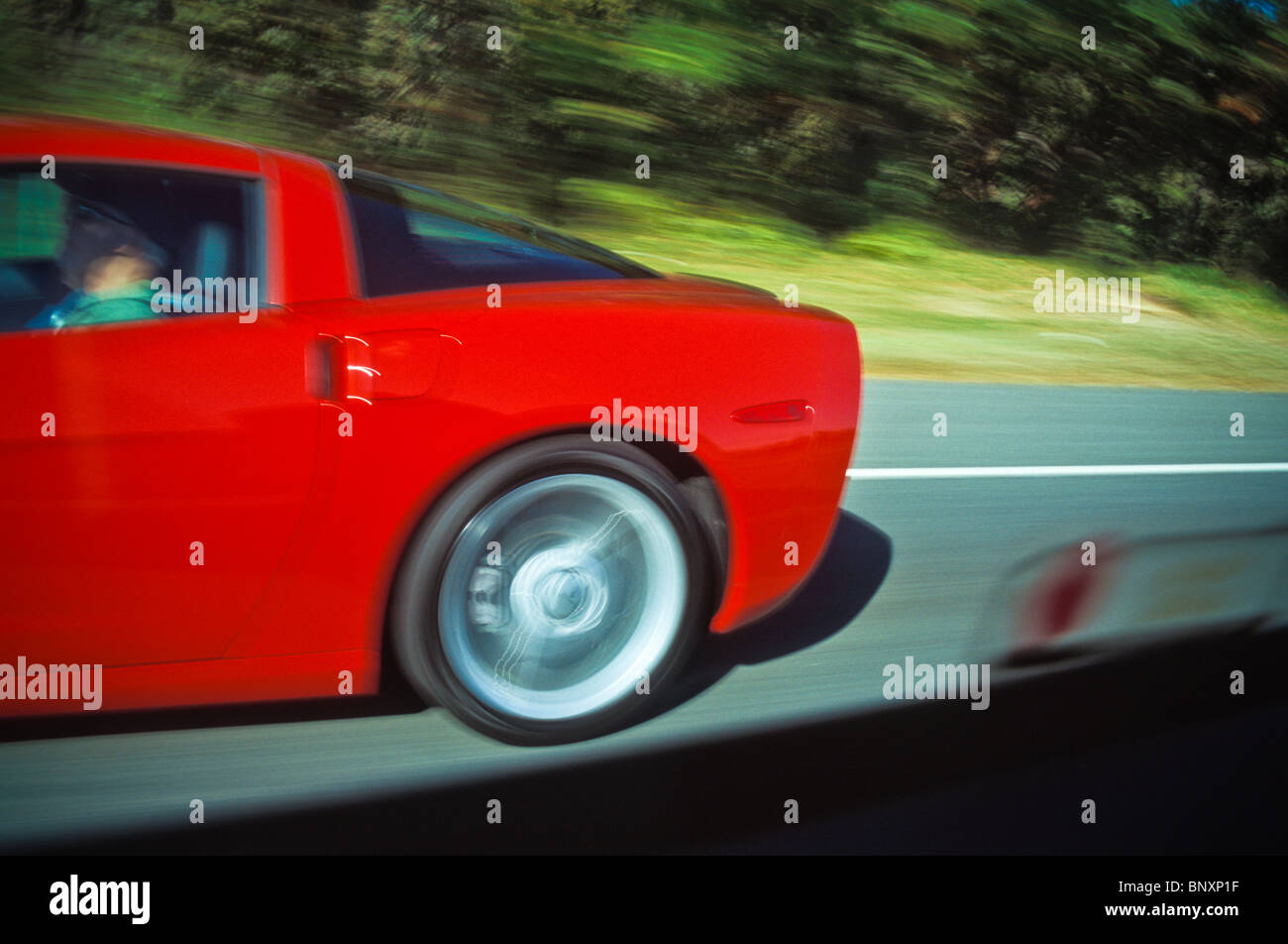 Car moves along highway Stock Photo Alamy