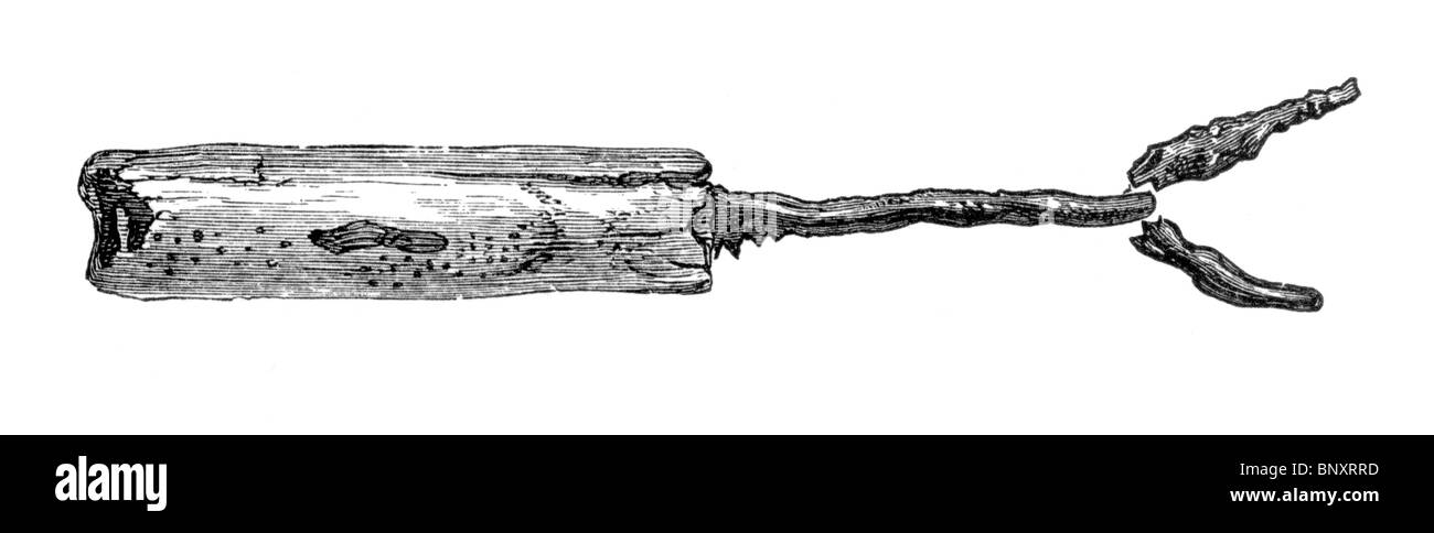 Black and White Illustration of an Anglo Saxon fork Stock Photo