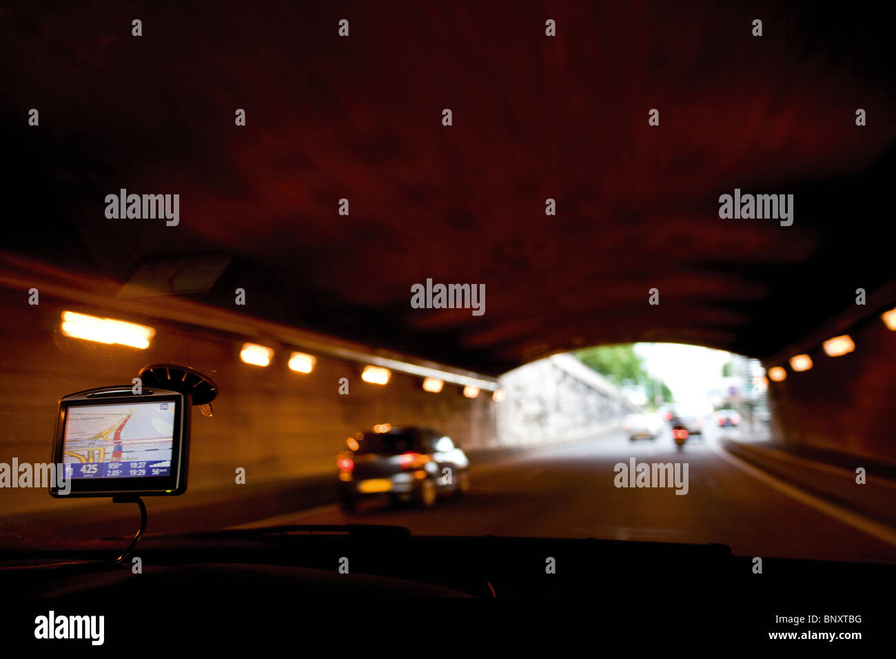 GPS navigation system mounted on car windshield Stock Photo Alamy