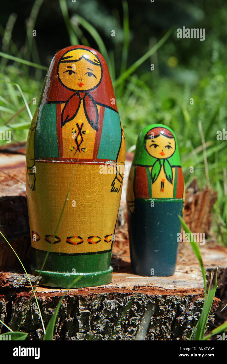 Two Russian matryoshka dolls Stock Photo