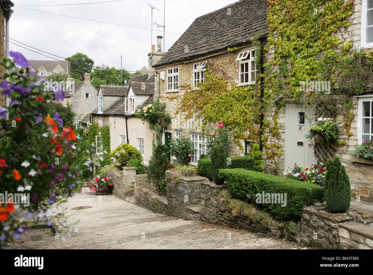 Old Traditional English houses on the Chipping Steps in Tetbury