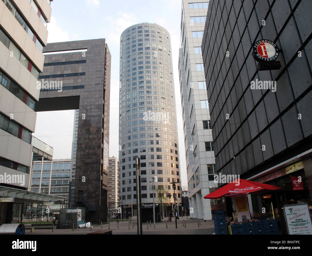 View of modern buildings from Lijnbaan - Rotterdam - The Netherlands Stock Photo