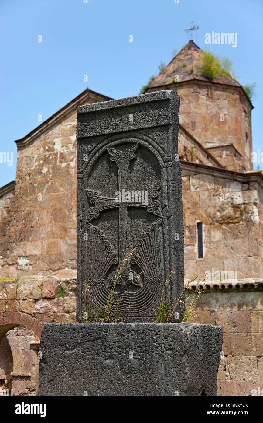 Armenian grave at the 7th Century Odzun Church in Debed Canyon Armenia Stock Photo