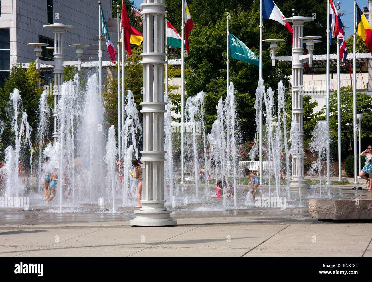 Children playing in a fountain at World's Fair Park, Knoxville