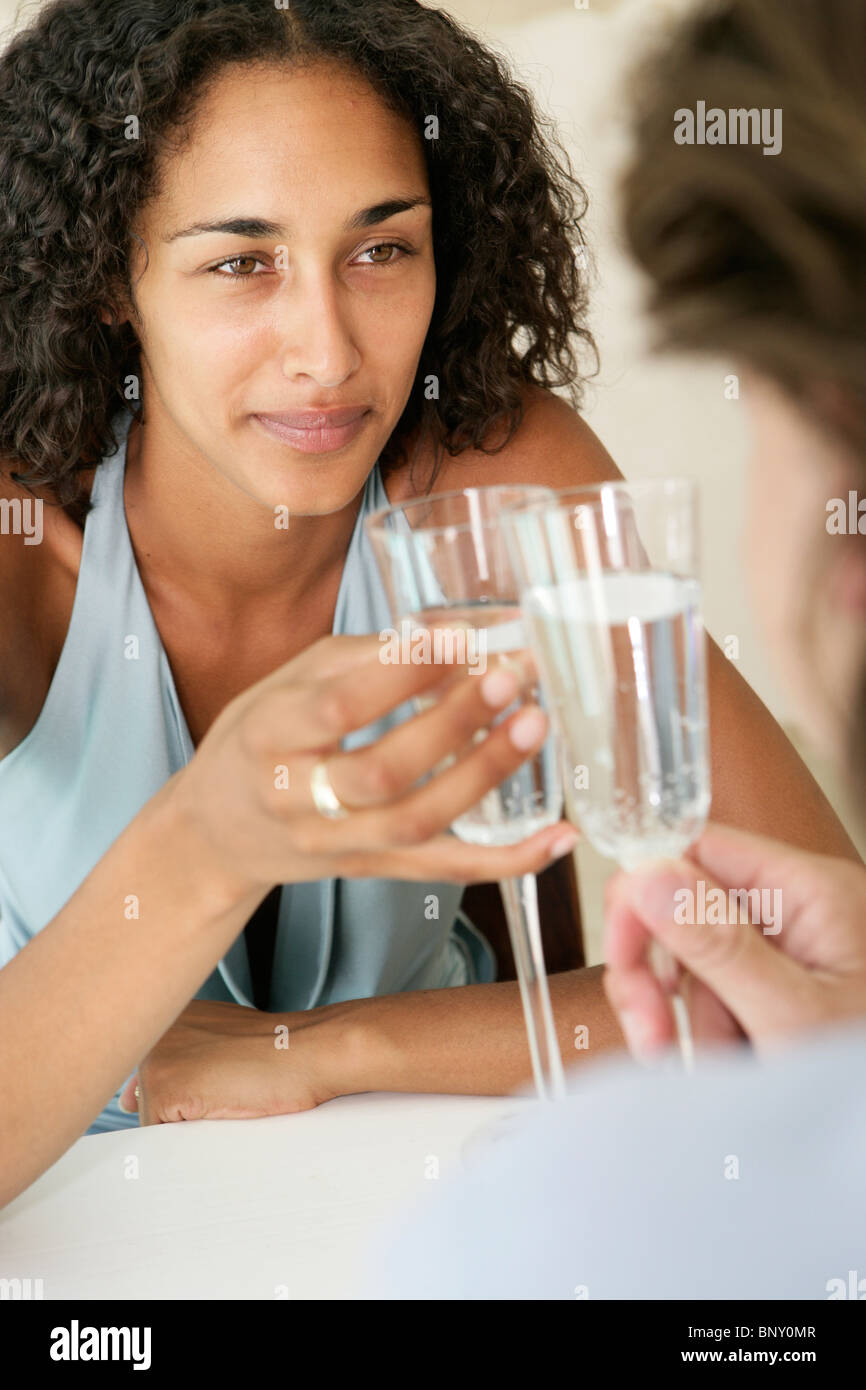 Adult couple toasting champagne glasses Stock Photo