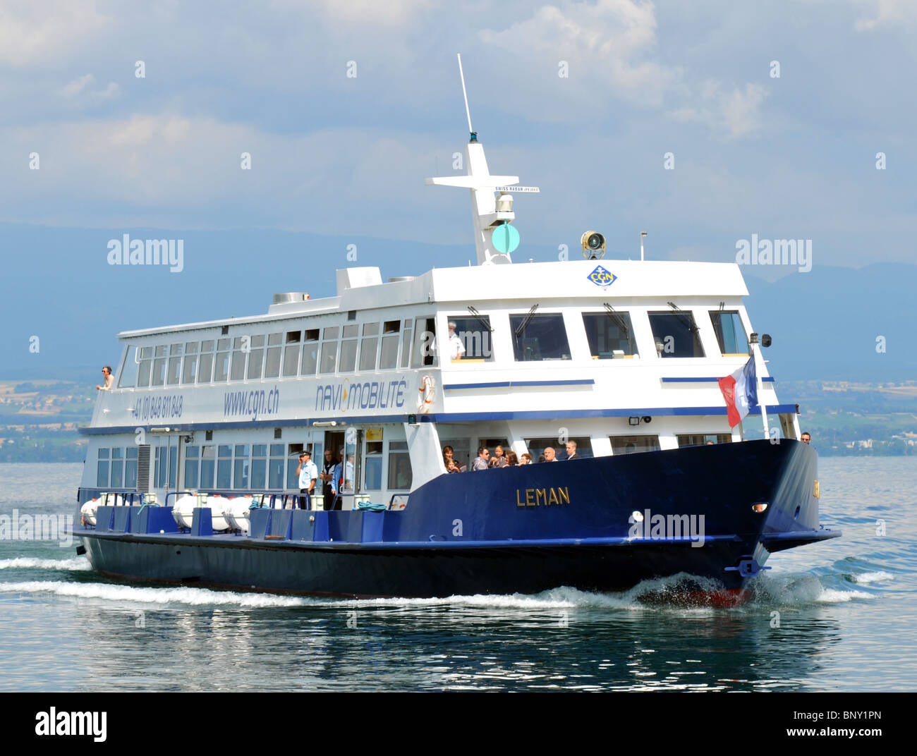 Passenger ferry, Lake at Evian, France Stock Photo