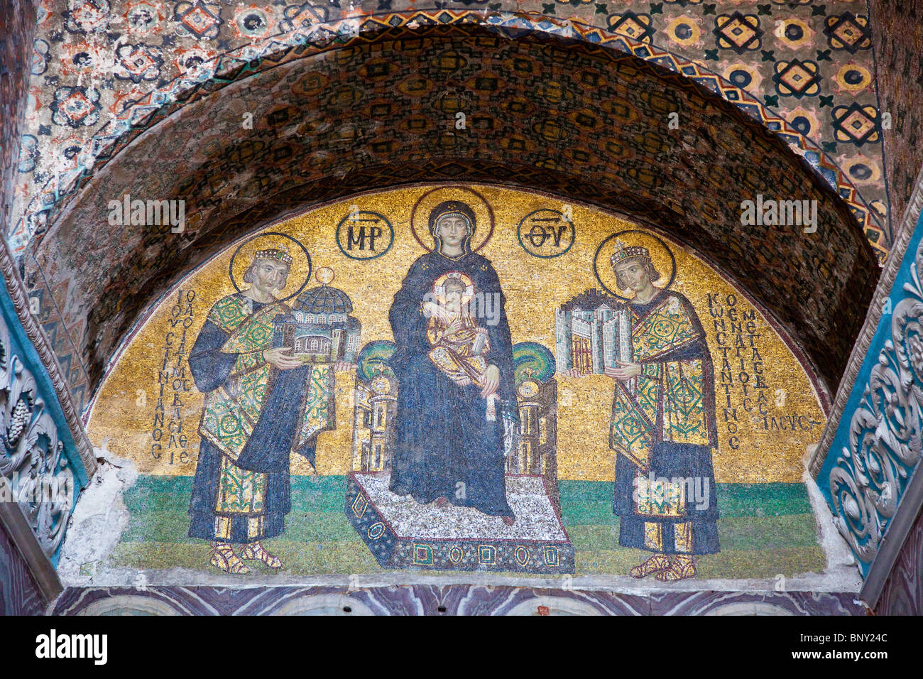 Tile mosaic inside the Hagia Sofia in Istanbul, Turkey Stock Photo