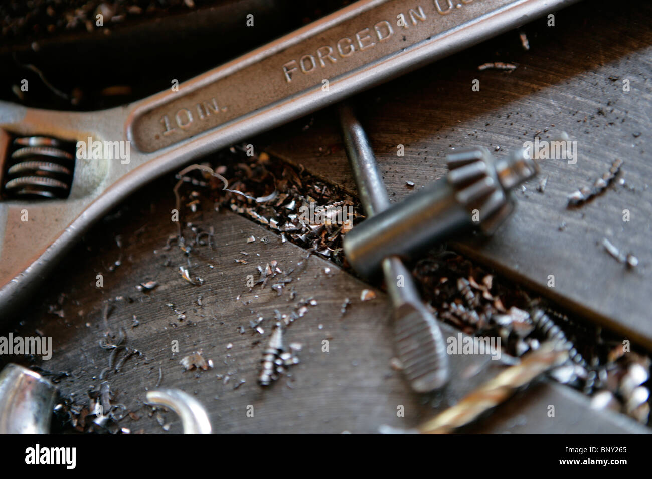 Tools in a metal workshop Stock Photo