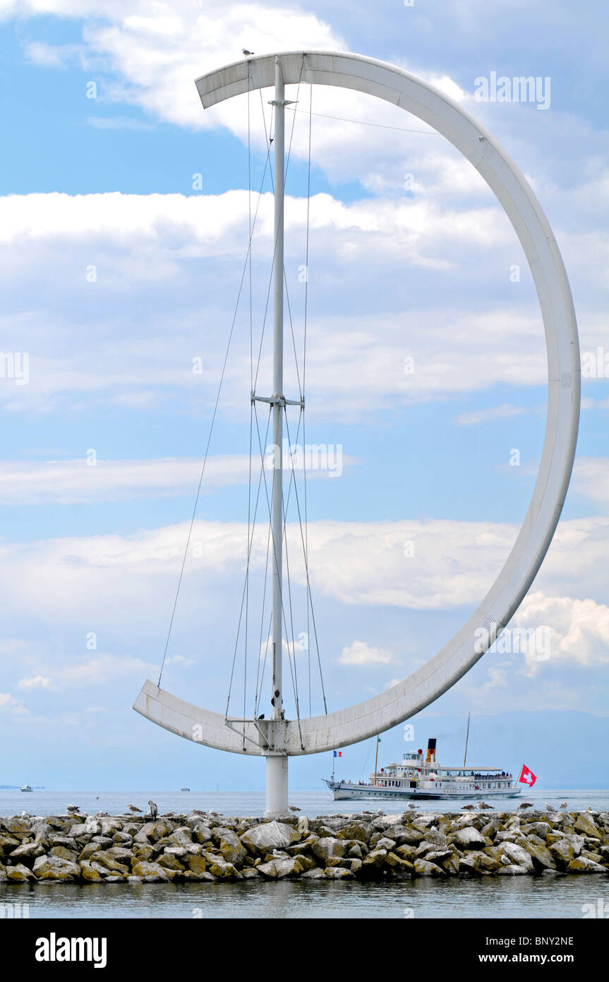 Navigation aid, whirligig, La girouette d'Ouchy, Lausanne Switzerland Stock Photo