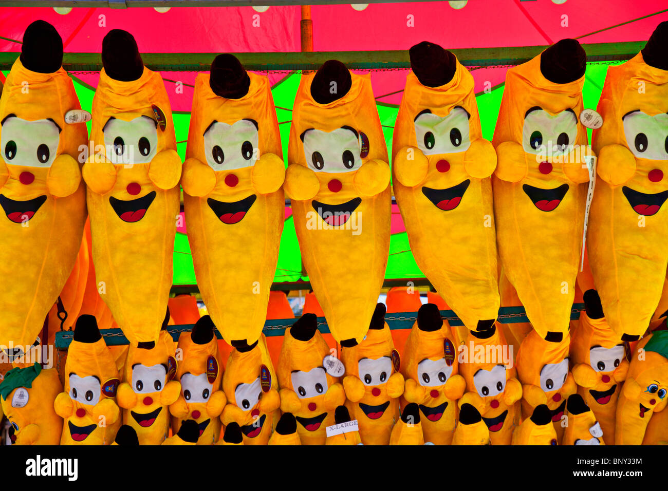 Banana toy prizes at carnival Stock Photo