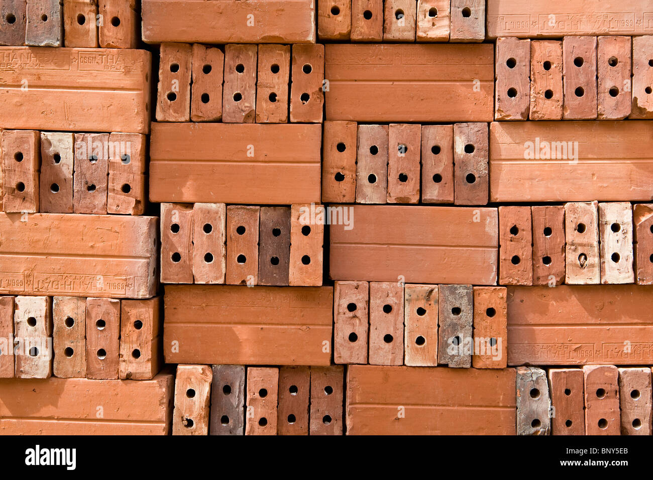 Terracotta bricks for construction Stock Photo