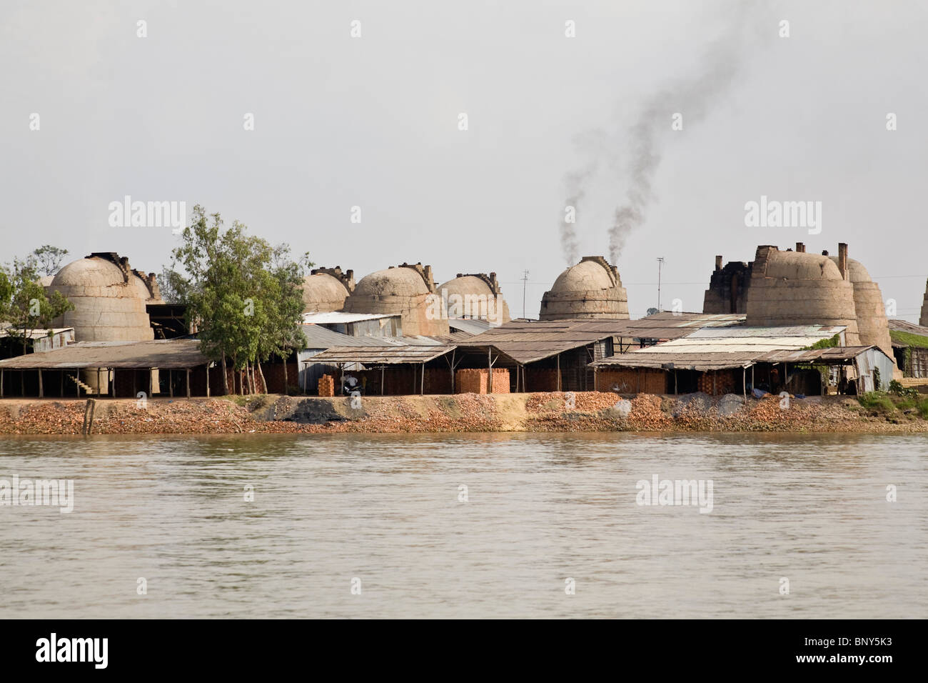 Brickworks on the Mekong River between Chau Doc and Cao Lanh, Mekong Delta Region, Vietnam Stock Photo