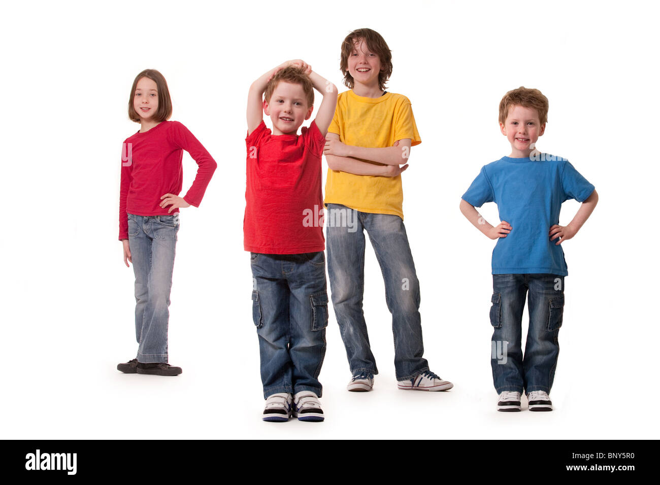 Young children isolated on a white background Stock Photo