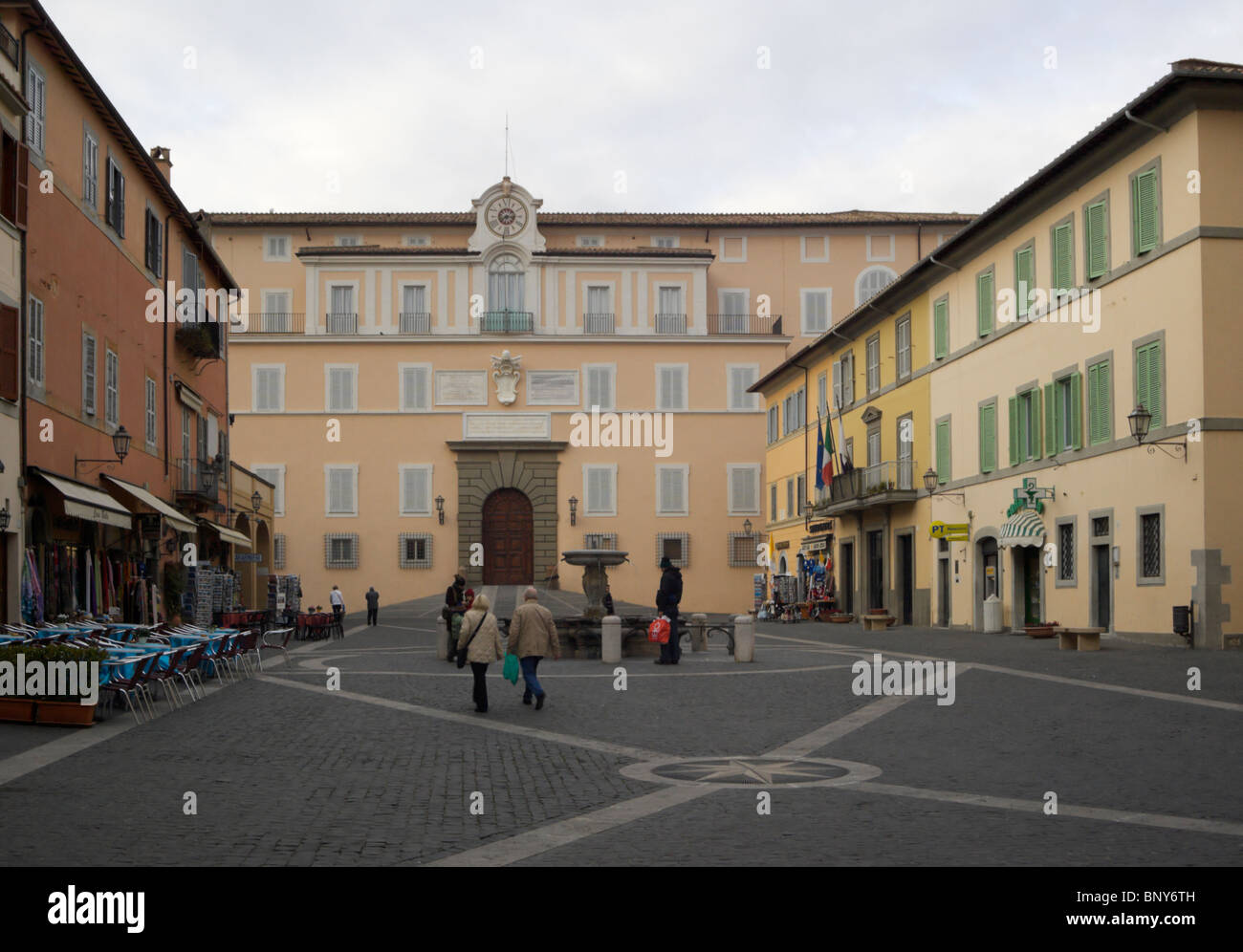 Castelgandolfo, Italy, main square with Vatican building Stock Photo