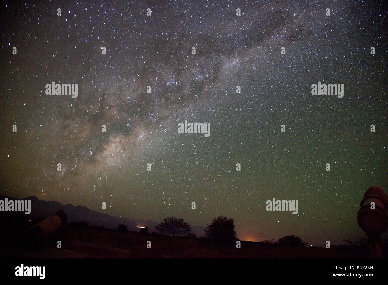 Night sky from San Pedro de Atacama, Chile. Milky Way can clearly be seen. Stock Photo