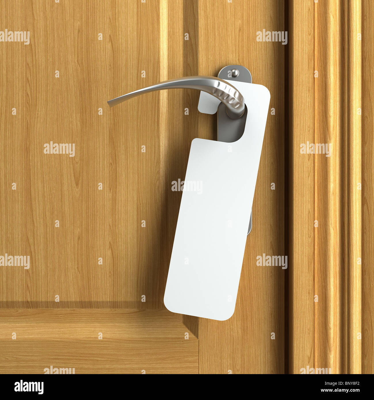 White Card Hanging From Doorknob With Copy Space Where You Can Put