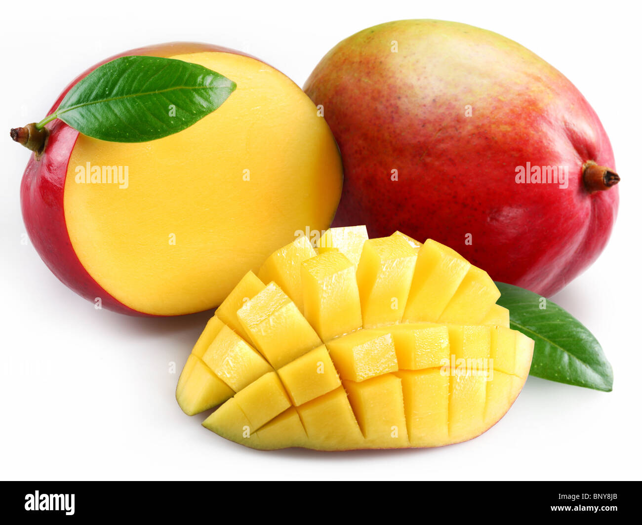 Mango with section on a white background Stock Photo