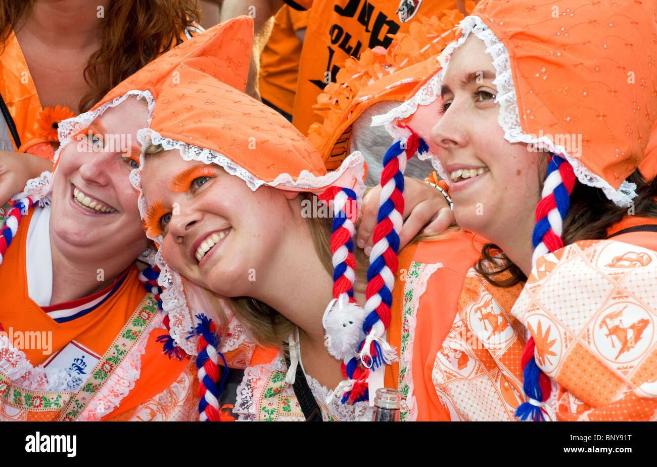 Dutch Football Fans In Fancy Dress At The Museumplein In Amsterdam Watching A Live Screening Of The 2010 World Cup Final Stock Photo Alamy