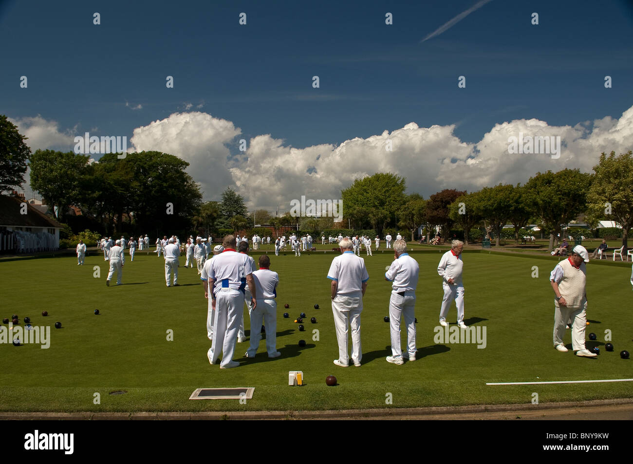 Bowls tournament in Beach House Park, Worthing, West Sussex, UK Stock