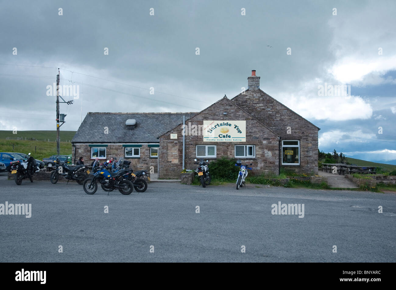 Hartside Top Cafe, Cumbria, - a good place to stop following the steep ascent from Penrith via the scenic A686 road. England, UK Stock Photo