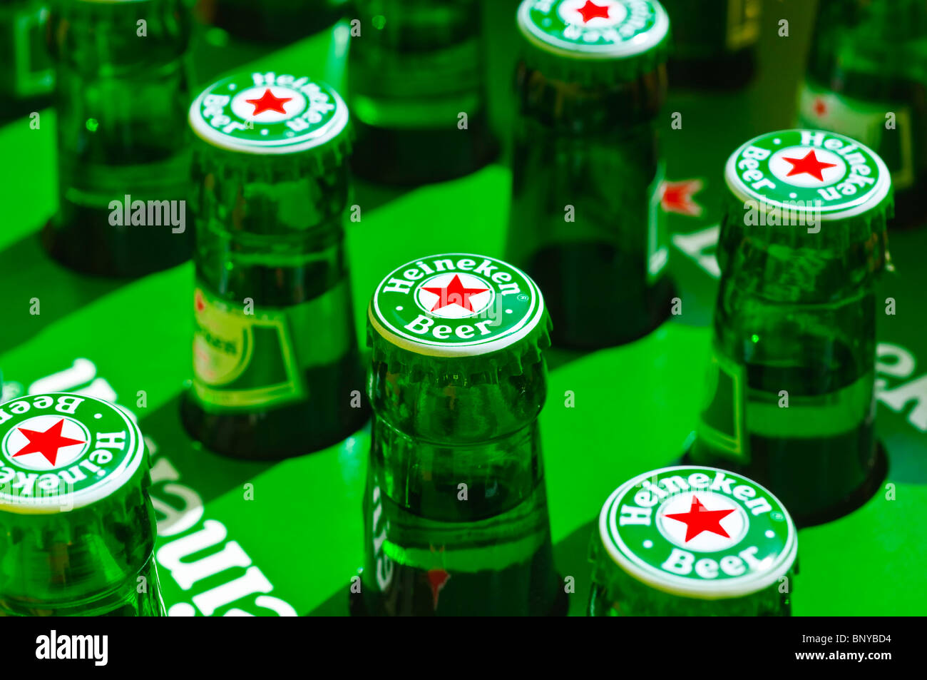 Crate of bottled Heineken beer - France. Stock Photo