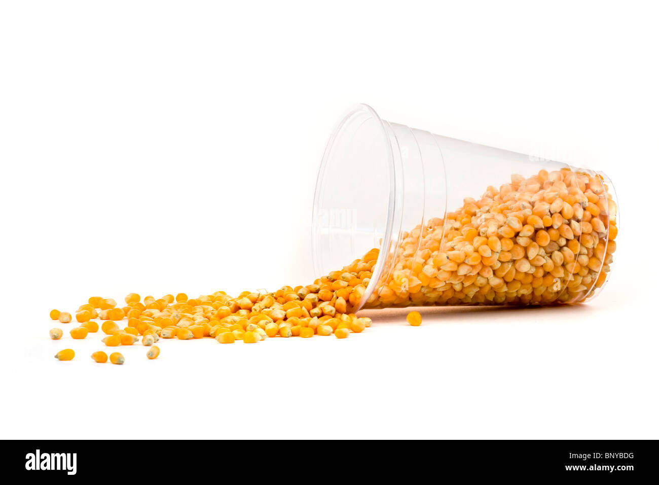 Cup made from corn with cord seeds over white background Stock Photo