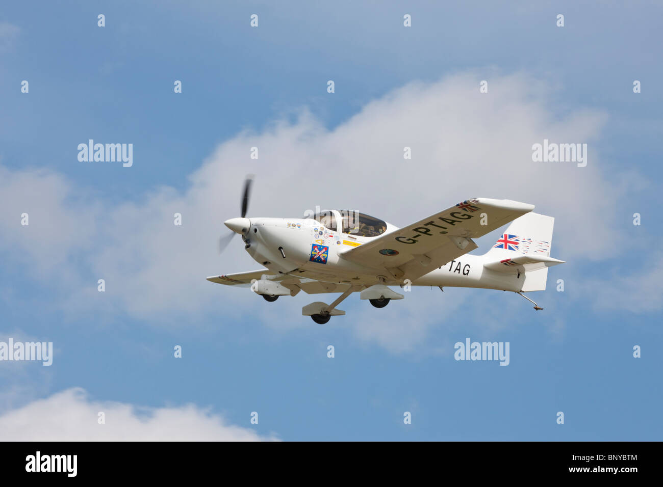 Europa G-PTAG in flight on final approach to land at Wickenby Airfield ...