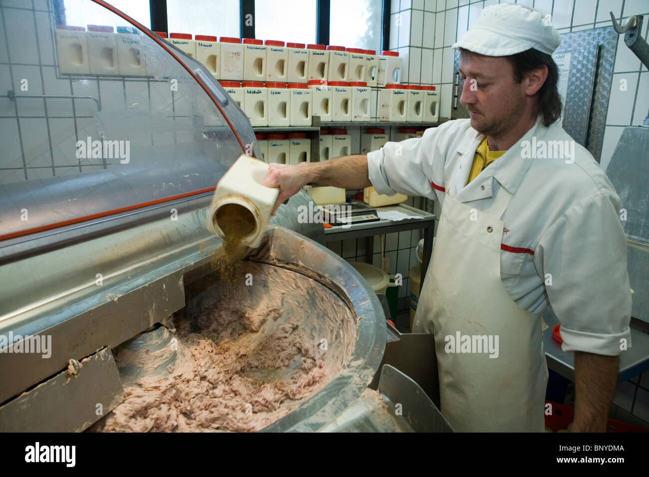 Sausage production at the Handtmann company, Freyung, Germany Stock