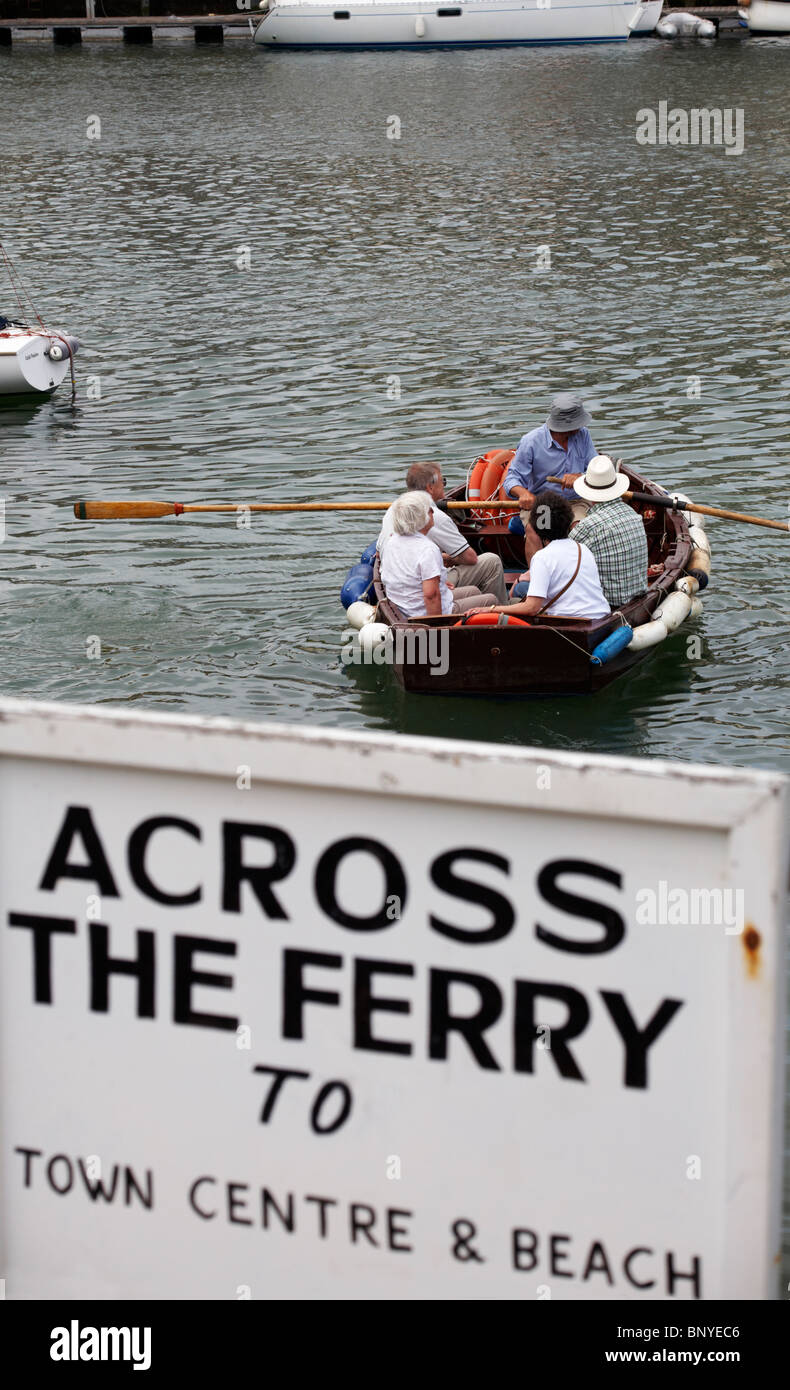 Passengers going across the ferry to town centre & beach at Weymouth Stock Photo