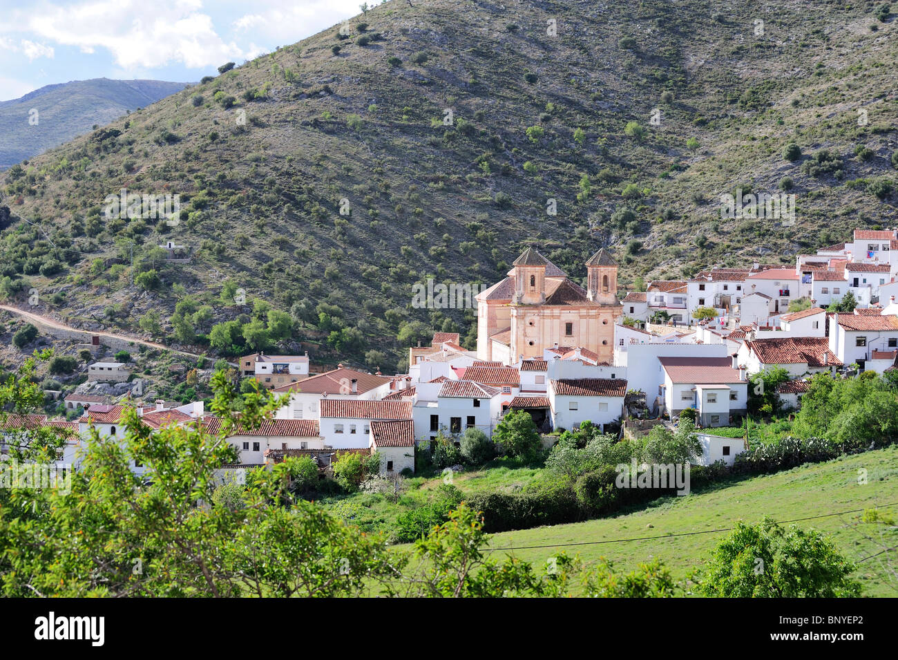 Alpandeire white village Serrania de Ronda Andalucia Spain Stock Photo