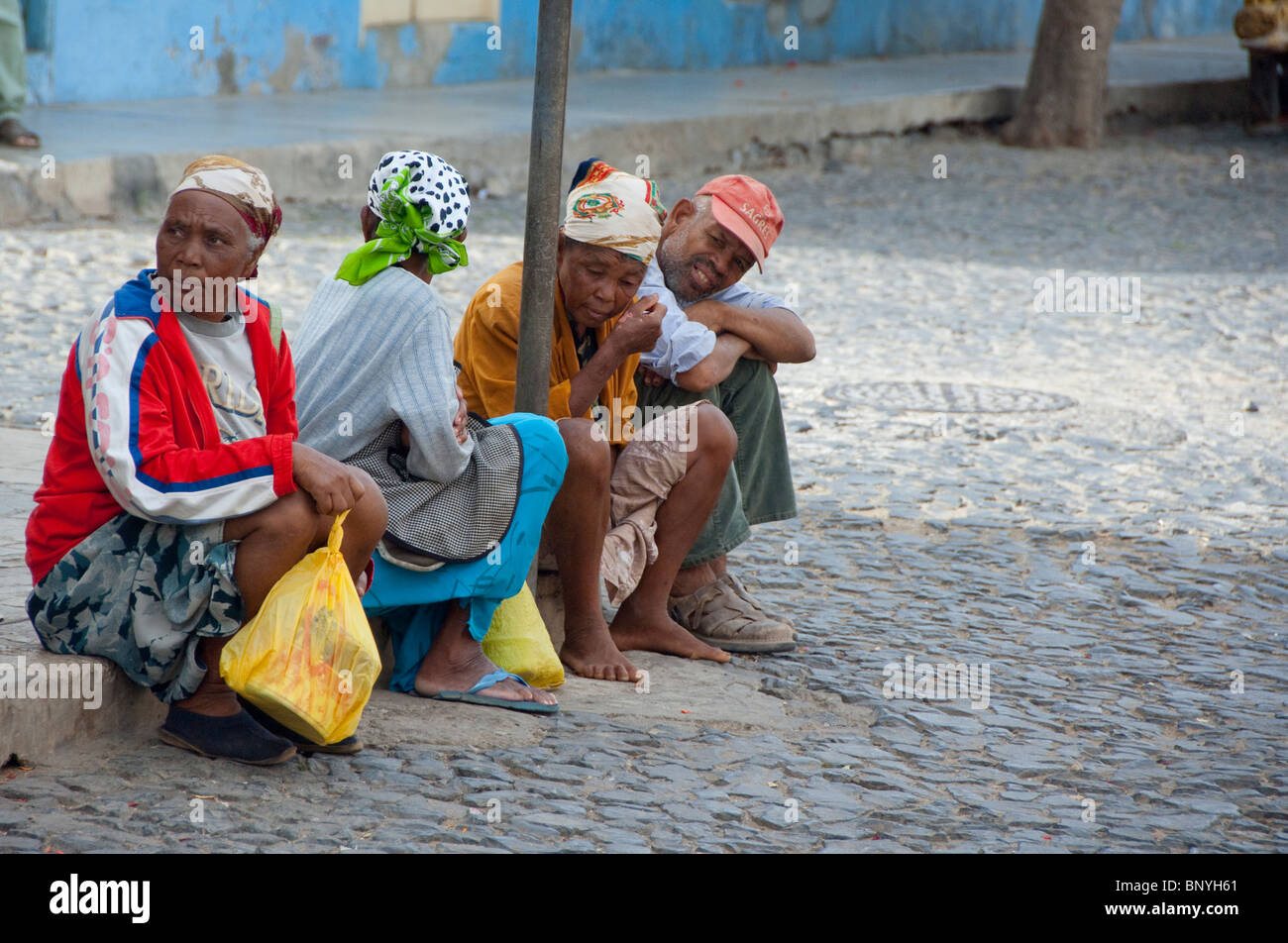 Cape Verde Islands, Sao Vicente, Mindelo (aka Porto Grande). Typical Mindelo street scene. Stock Photo