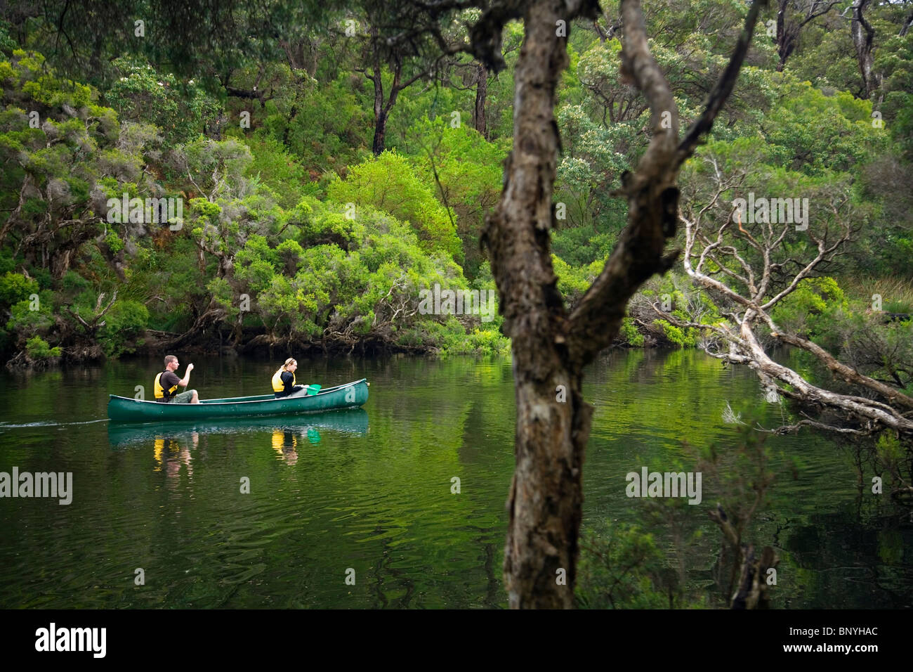 Canoeing on the Margaret River, Western Australia, AUSTRALIA Stock