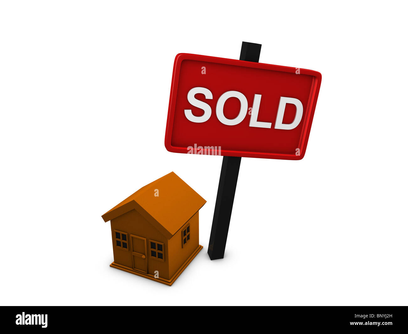 3d image, conceptual house sold Stock Photo Alamy