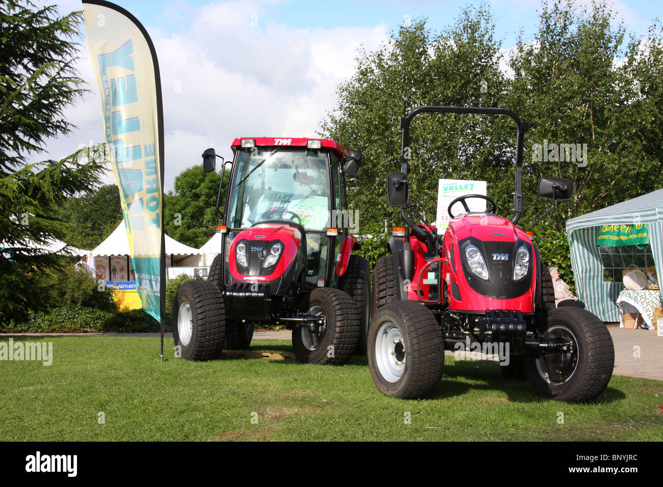 Tractors for sale at the Bakewell Show, Bakewell, Derbyshire, England, U.K. Stock Photo