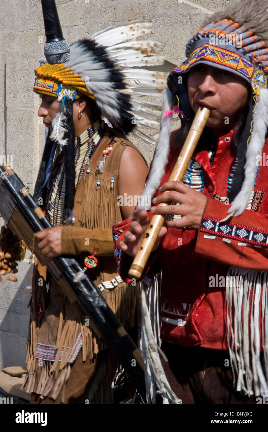 Arles, France, Two Men, South American Indians Performing Traditional ...