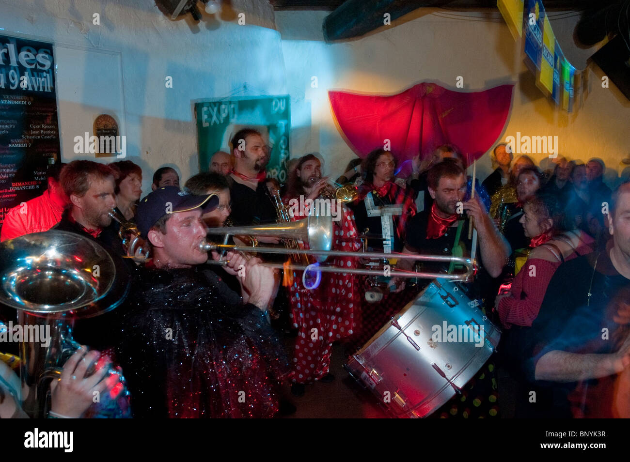 Arles, France, Feria "Bullfighting Festival" Tourists Dancing in Stock