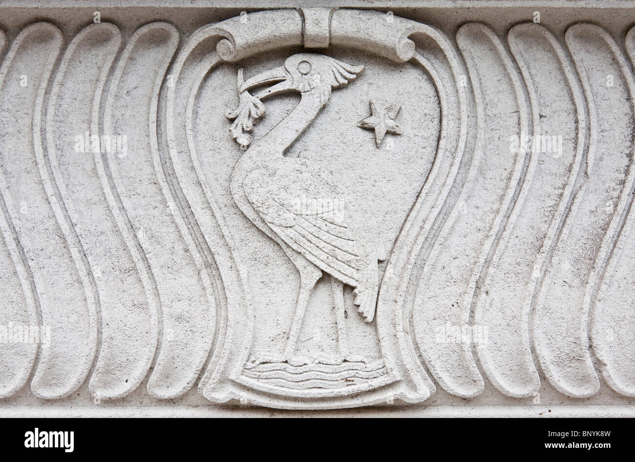 Liver bird carvings on the side of former Martin's Bank Building Stock Photo