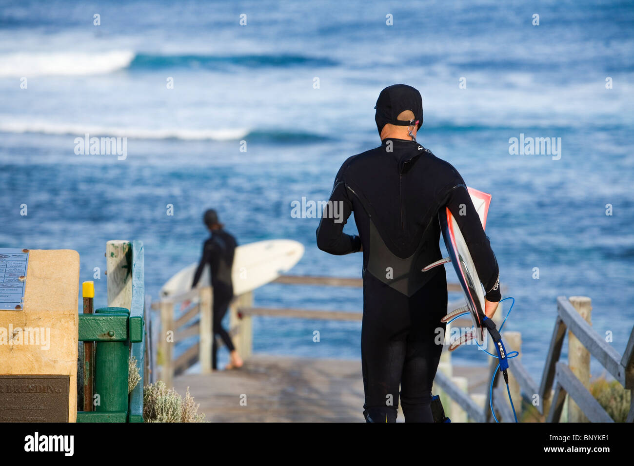 Surfers at Surfer's Point, known locally as Margaret's. Margaret River, Western Australia, AUSTRALIA. Stock Photo