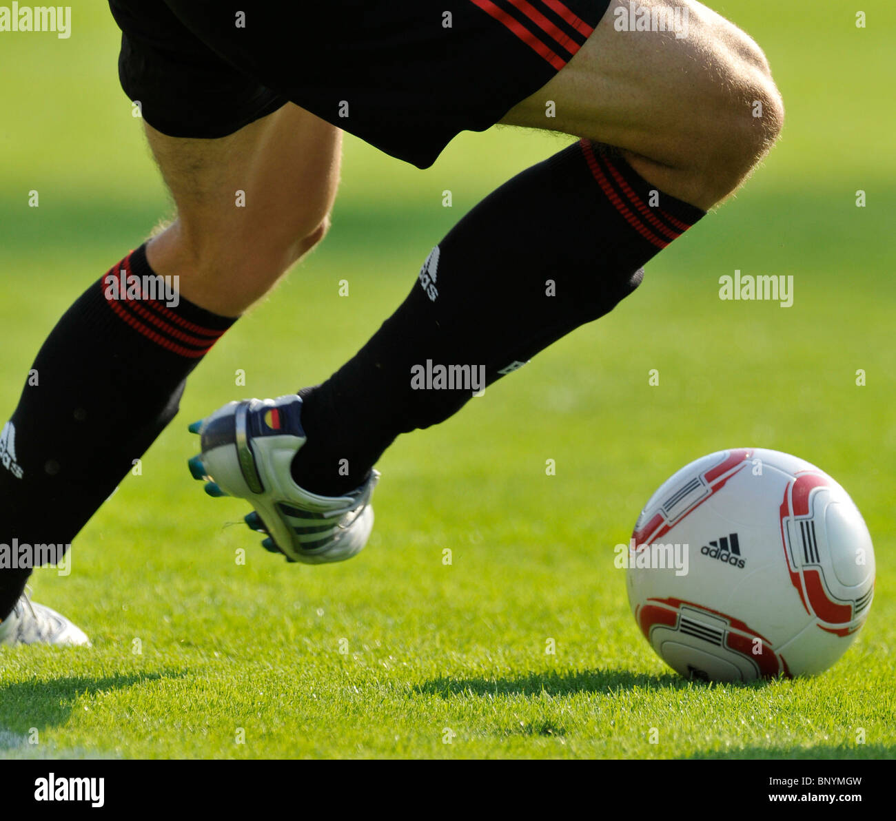 football player kicks League Ball named Torfabrik, german Bundesliga,  Germany Stock Photo - Alamy