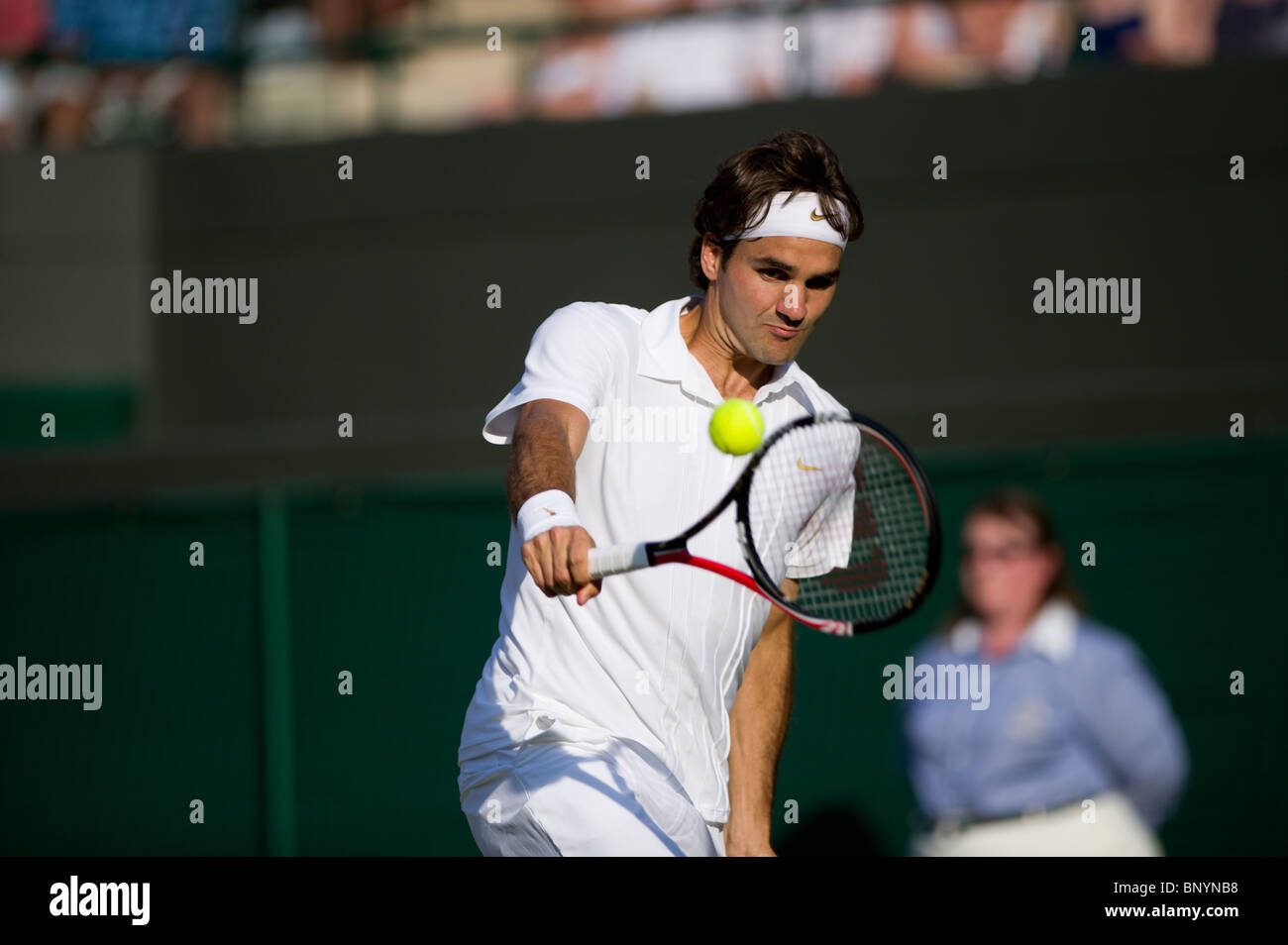 June 23 2010: Roger Federer (SUI)[1] v Ilija Bozoljac played on Court 1.  Wimbledon international tennis tournament held at the Stock Photo - Alamy