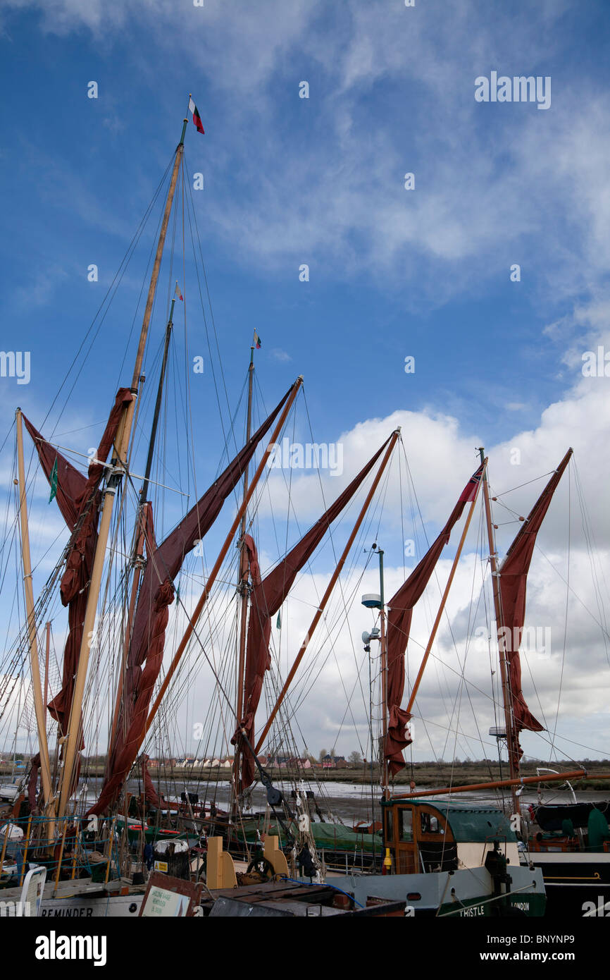 Thames barges moored on the Blackwater river, Maldon, Essex Stock Photo