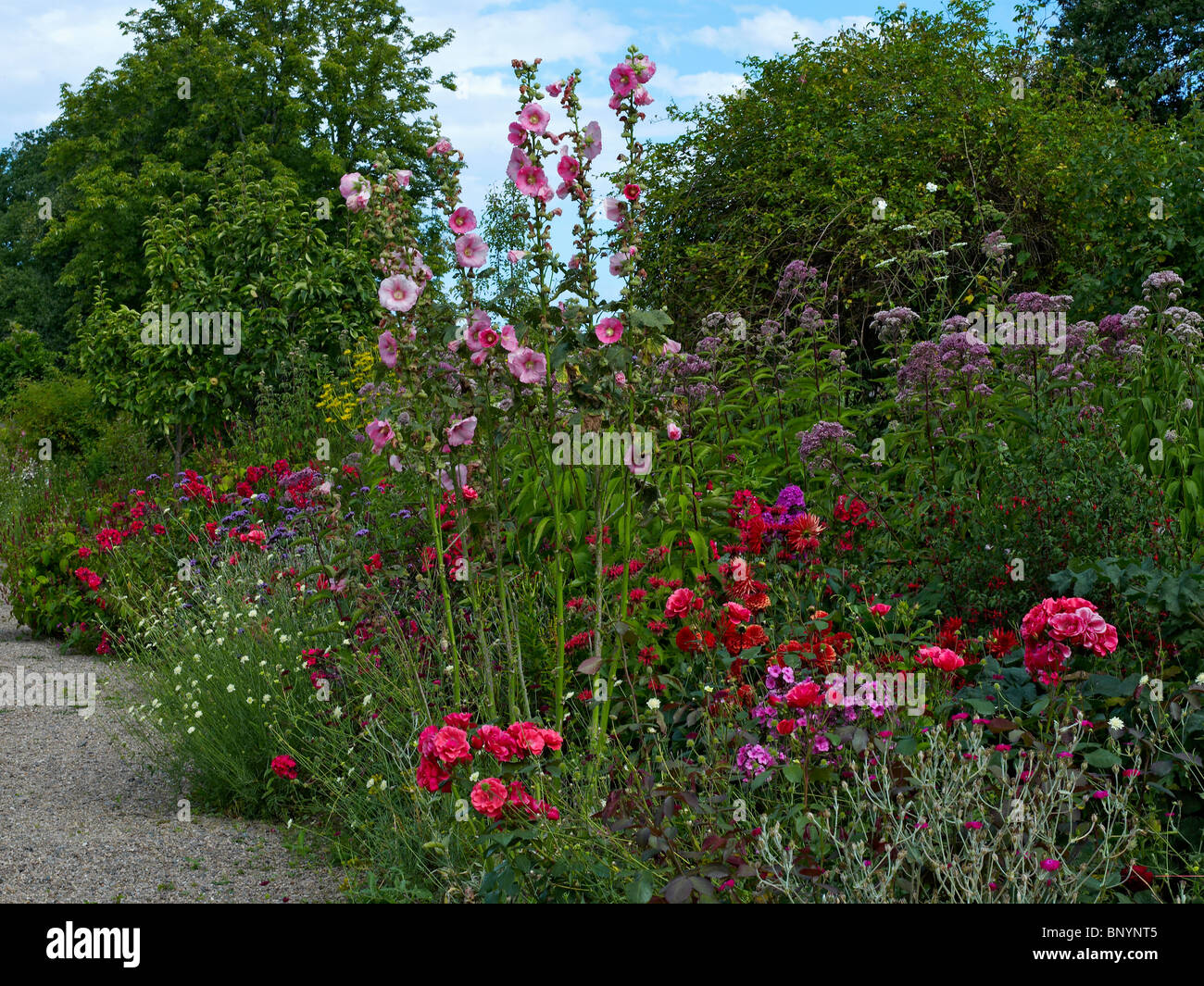 A summer border of flowers in the Jardin Floral at Durlon Stock Photo