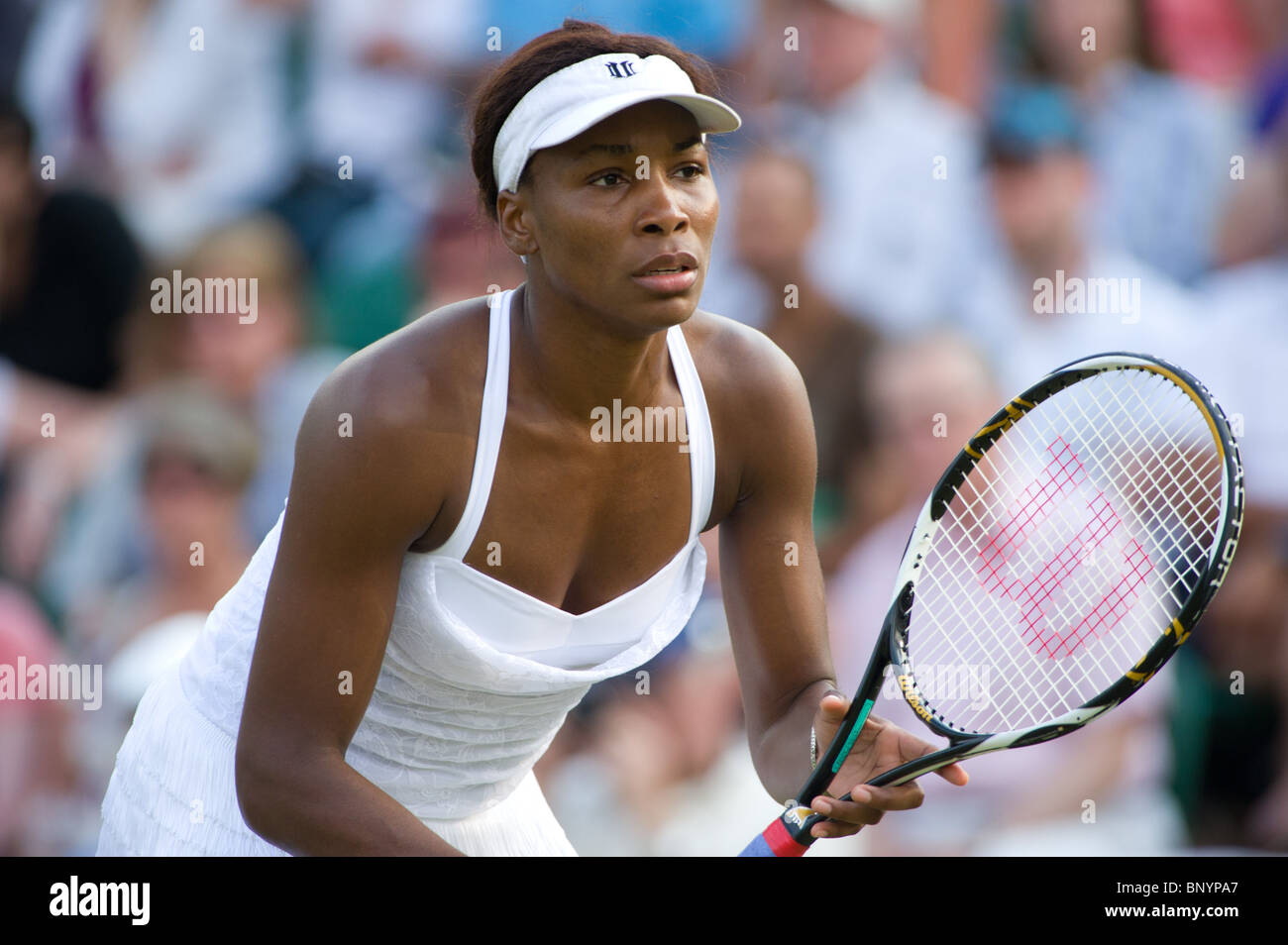 June 25 2010:  Serena Williams & Venus Williams v Timea Bacsinszky (SUI) & Tathiana Garbin (ITA) No 2 Court.  Wimbledon internat Stock Photo