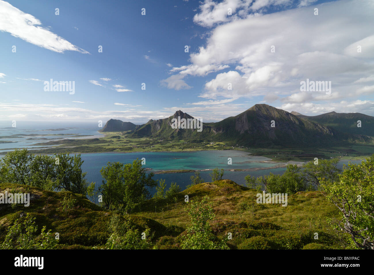 View over Engeloya on Steigen, Nordland Fylke, Norway. Seen from Flugan. Stock Photo